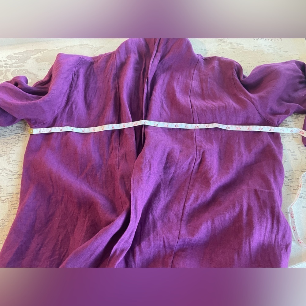 SAGA Alana Open-Front Shawl Cardigan Linen Size Large Purple - Picture 8 of 9
